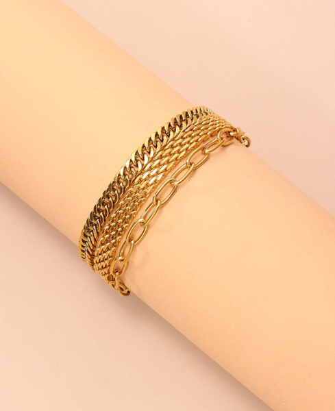 Shein 3pcs Simple and fashionable stainless steel chain 3-piece set