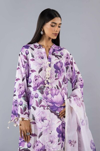 Stitched Printed Satin Shirt
