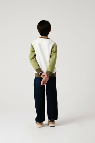 Boys Olive Contrast Fleece Sweatshirt