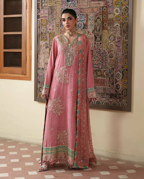 Mahenoor by Roheenaz Unstitched Embroidered Raw Silk 3 Piece Suit RN26UMR Pari Rukh RUNES260102 - Festive Collection