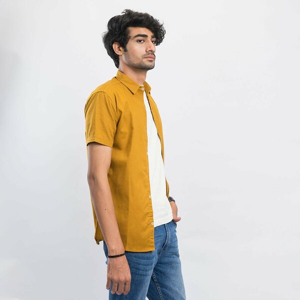 VYBE -Casual Shirt Half Sleeve-Mustard