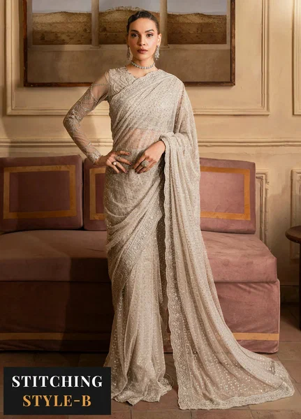 Emirah by Zarif Embroidered Net Suit Unstitched 3 Piece ZR25UF ZEF 02- Breeze - Formal Collection