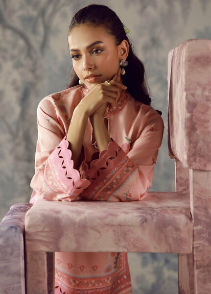 Sahar Unstitched Printed Marina Twill 2 Piece Suit Blushing Petals Winter Collection