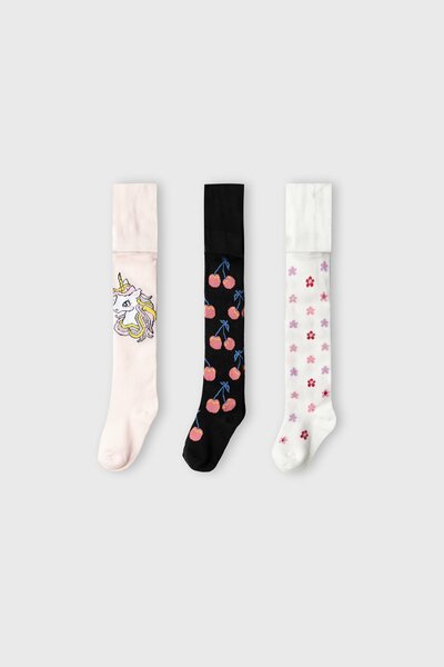 Petal Printed Cotton Leggings – Pack of 3