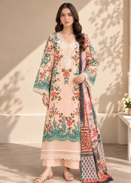 Chandan Nagri Women RTW Embroidered Lawn 3 Piece Suit Nayra veil - Festive Collection