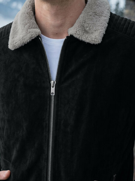 Black Imported Full Sleeves Suede Jacket (SJ-015)