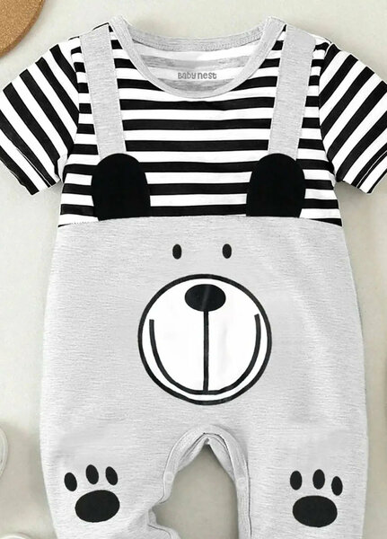 Baby Nest Casual Romper Dungaree style Black and white