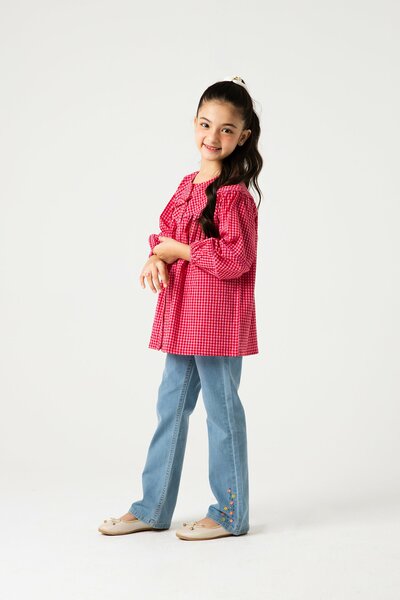 Ruby Gingham Bow Cotton Top