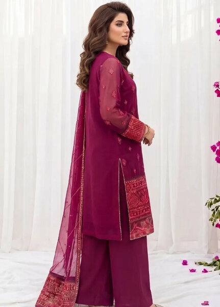 Salitex Women RTW Embroidered Chiffon 3 Piece Suit SPL3PEF060 Casual Collection