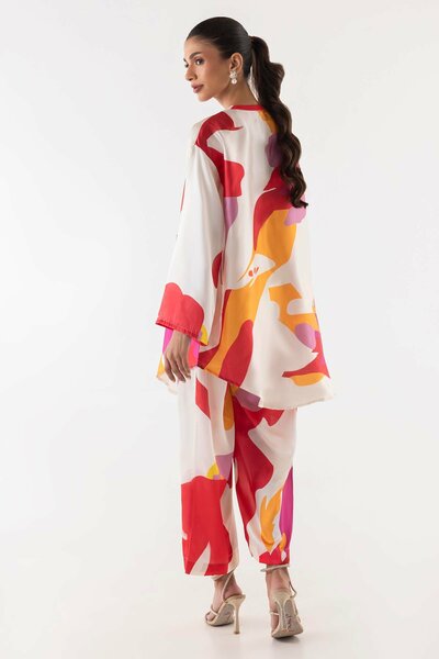 Stitched Printed Satin Culotte