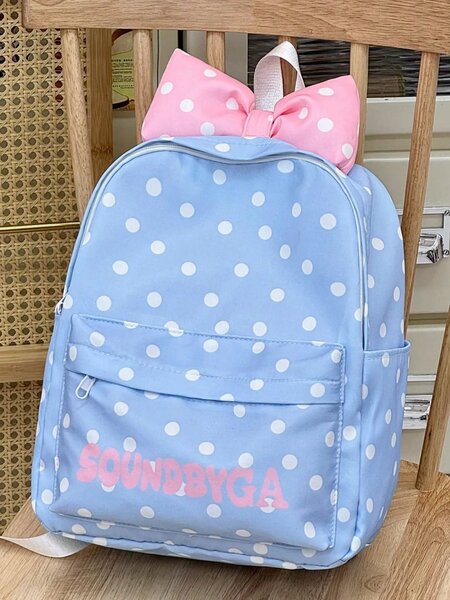 Shein - New Polka Dot Bow Knot Backpack