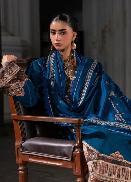 Dulzura by Bin Ilyas Unstitched Embroidered Leather Peach 3 Piece Suit BI26UPD 1027A - Leather Collection