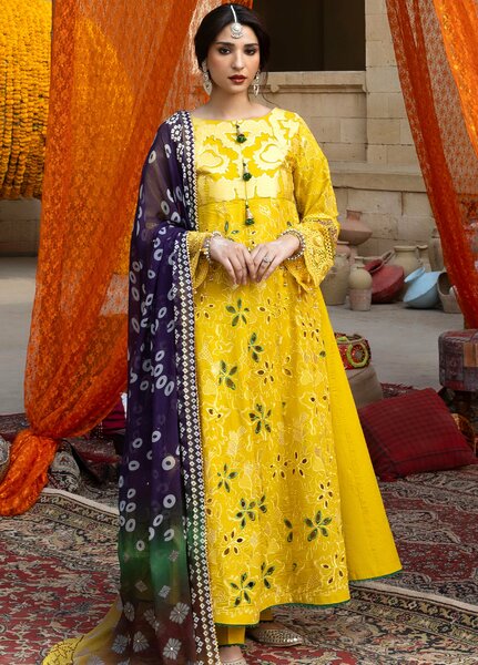 Bandhani by Al Zohaib Unstitched Embroidered Premium Lawn 3 Piece Suit AZ26UB D-4 - Summer Collection