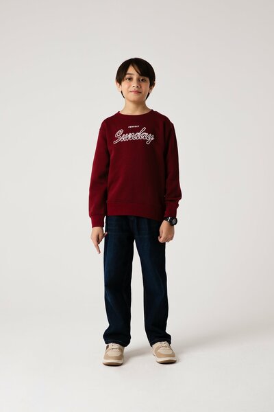 Boys Burgundy Leisure Fleece Sweatshirt