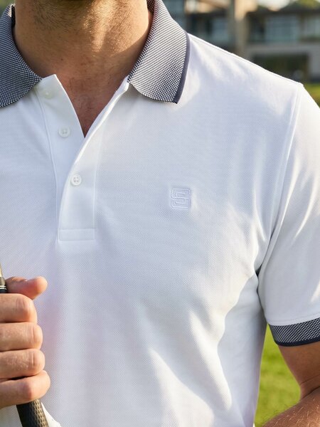 White Jacquard  Polo T-Shirt (POLO-1252)