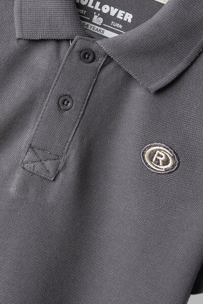 Boys Signature Charcoal Crest Polo