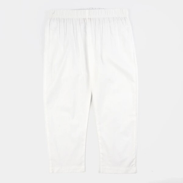 Girls Cotton Casual Basic Pants - White