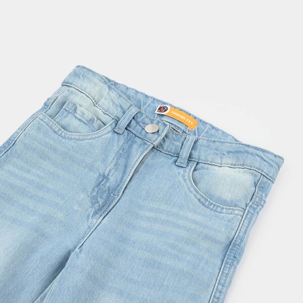 Girls Denim Stretch Pant (Studs Seam) – Light Blue