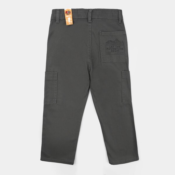 Boys Cotton Twill Pants - Dark Grey
