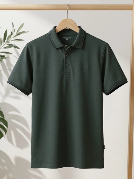 Dark Green Contrast Tipping Polo T-Shirt (POLO-1288)