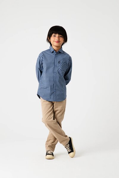 Boys Navy Check Cotton Casual Shirt