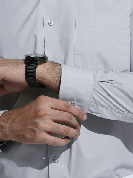 Light Grey Plain, French Collar, Elite Edition, Men’s Formal Shirt (FS-2465)