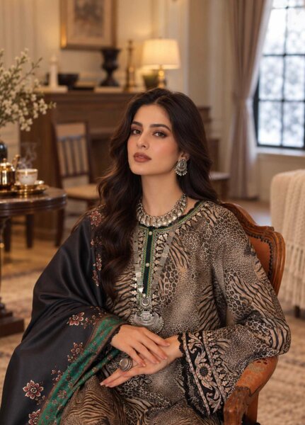 Noor by Saadia Asad Unstitched Printed Linen 3 Piece Suit SA26UNL D1 A - Winter Collection