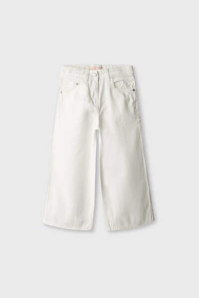 Girls Ivory Wide-Leg TwillPants