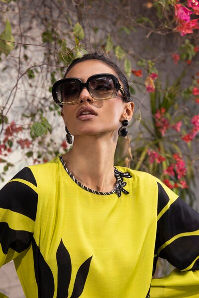 Stitched Printed Raw Silk Shirt