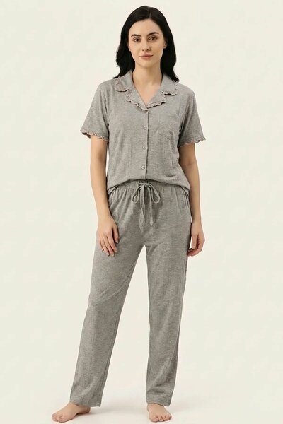 BLS - Ribbed Cotton Pajama Set - Grey