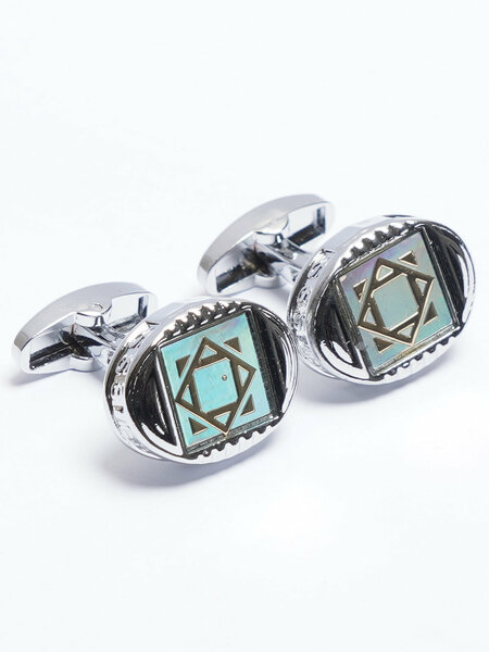 Silver Contrast Designer Cufflink (CUFFLINK-710)