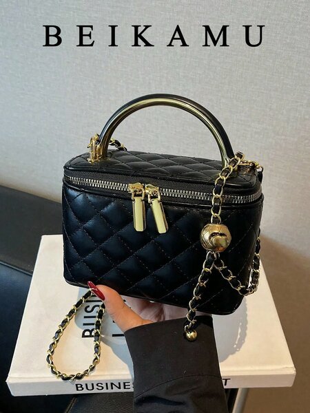 Shein - BEIKAMU 1pc Diamond Pattern Pattern Handheld Box - Shaped Bag