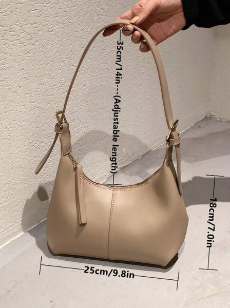 Shein - Women's Solid Color Zipper Design Underarm Crossbody Bag