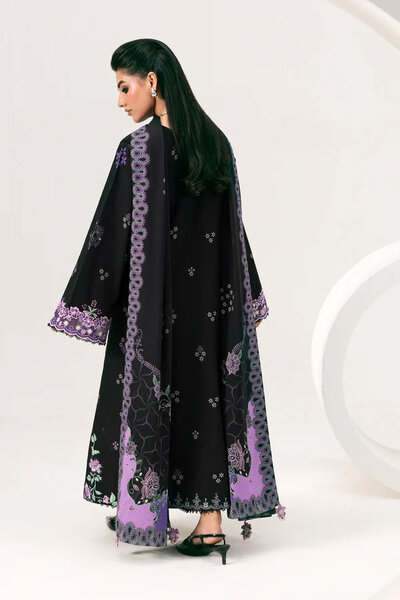 Q prints by Qalamkar Unstitched Embroidered Slub Linen 3 Piece Suit QLK26ULQ Sajal QPW-09B - Winter Collection