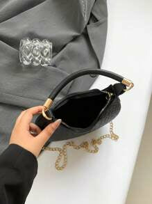 Shein - Fashionable Casual Crescent-Shaped Women's Handbag, Crocodile Pattern Pressed Texture