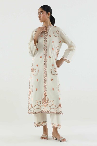 Stitched Embroidered Lawn Shirt+ Culotte