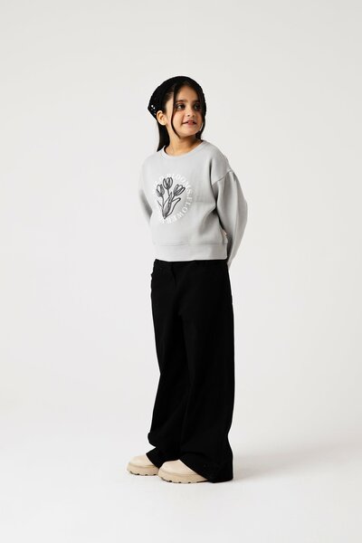 Girls Wild Bloom Gray Fleece Sweatshirt