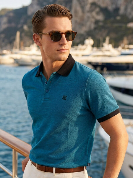 Dark Teal Bird Eye Polo T-Shirt (POLO-1166)
