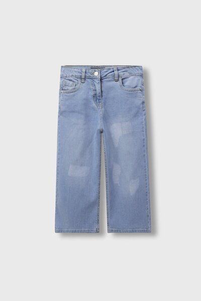 Girls Light Wash Wide Denim