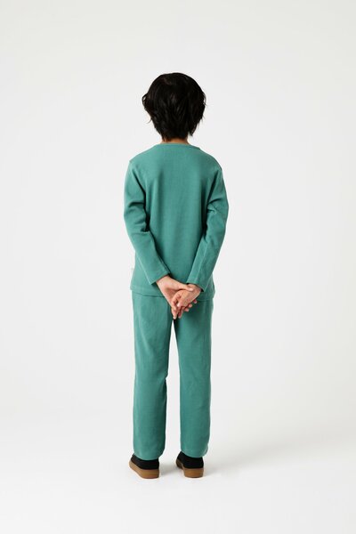 Boys Green Henley Waffle Co-ord Set