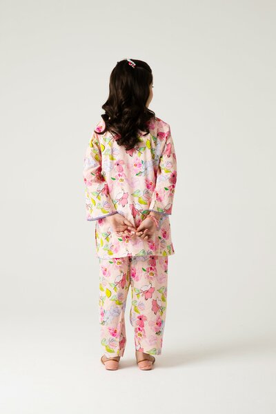 Soft Floral Pink Kurta Shalwar - 2pc