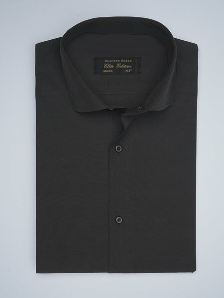 Black Plain, Elite Edition, Cutaway Collar Men’s Formal Shirt (FS-1743)