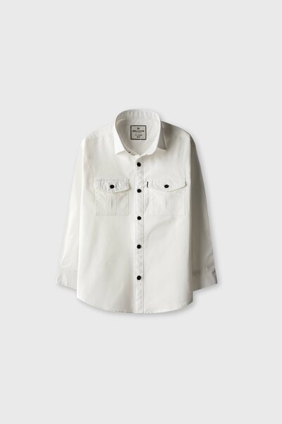 Boys Solid White Cotton Shirt