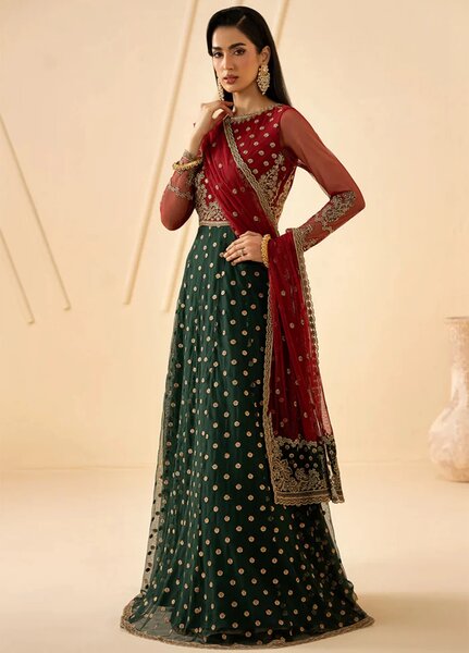 Riwayat by Zarif Unstitched Embroidered Net 4 Piece Suit ZR26URN Elika ZRF-RC-02 - Festive Collection