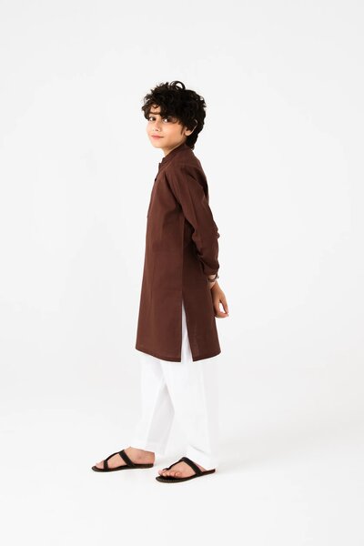 Boys Classic Brown Cotton Kurta