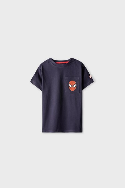 Boys Navy Spider Pocket Tee