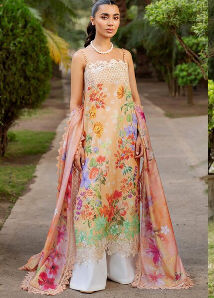 Meraki by Asifa and Nabeel Unstitched Embroidered Lawn 3 Pcs Suit AN26UM MSSL-11 Marigol Muse - Summer