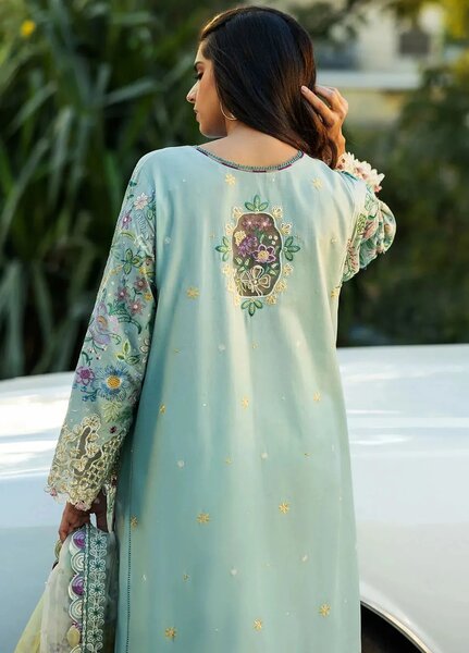 Siraa by Sadaf Fawad Khan Embroidered Lawn Suits Unstitched 3 Piece SDF25S D-3A Mid Summer Evening - Summer Collection