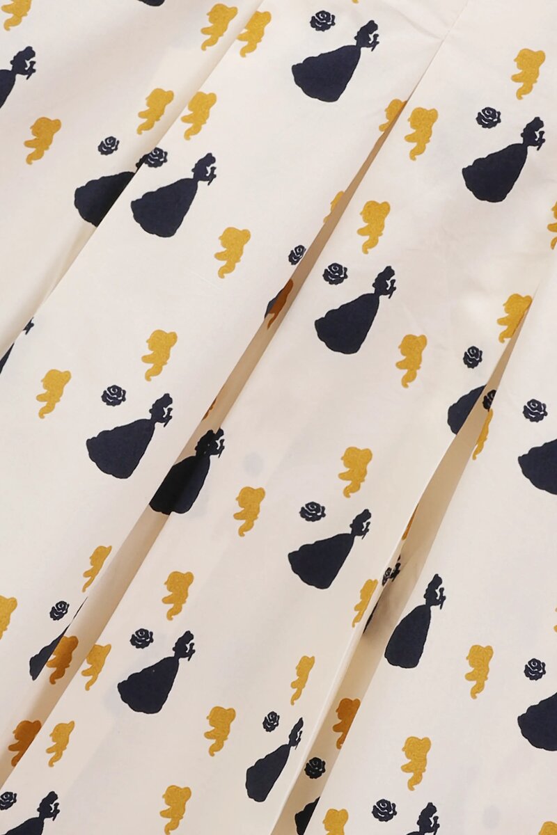Printed Ivory Cotton Casual Dress
