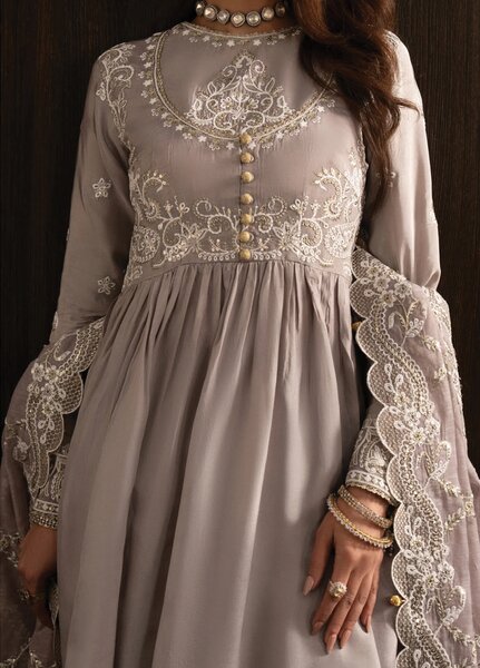 Lady by Aik Atelier Unstitched Tussar Silk Embroidered Suits 3 Piece AIK25L D-07 AIK25L - Festive Collection